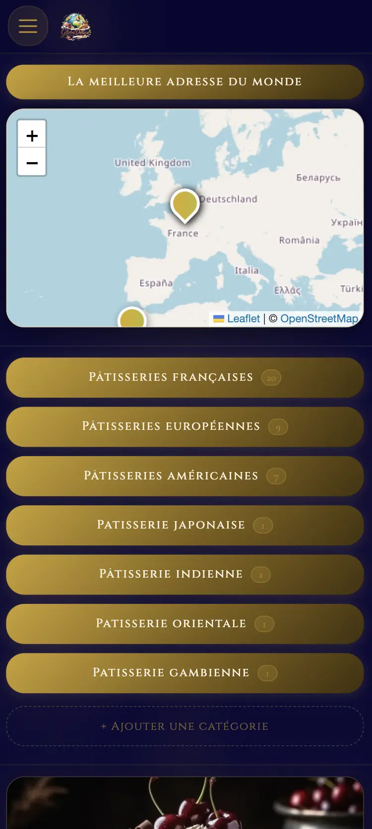 Capture d’écran du projet Globe Délice